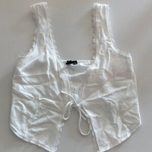 Windsor White Lace-Edged Tank Top